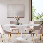 Picture of 48", 54", 60", 78" Oval Faux Marble Dining Table in White or Black Top and White, Black and Gold Base