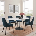 Picture of 48", 54", 60", 78" Oval Faux Marble Dining Table in White or Black Top and White, Black and Gold Base