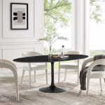 Picture of 48", 54", 60", 78" Oval Faux Marble Dining Table in White or Black Top and White, Black and Gold Base