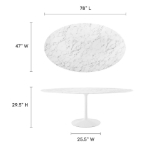 Picture of 48", 54", 60", 78" Oval Faux Marble Dining Table in White or Black Top and White, Black and Gold Base