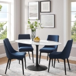 Picture of 48", 54", 60", 78" Oval Faux Marble Dining Table in White or Black Top and White, Black and Gold Base