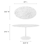 Picture of 48", 54", 60", 78" Oval Faux Marble Dining Table in White or Black Top and White, Black and Gold Base