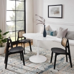 Picture of 48", 54", 60", 78" Oval Faux Marble Dining Table in White or Black Top and White, Black and Gold Base