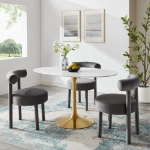 Picture of 48", 54", 60", 78" Oval Faux Marble Dining Table in White or Black Top and White, Black and Gold Base