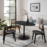 Picture of 48", 54", 60", 78" Oval Faux Marble Dining Table in White or Black Top and White, Black and Gold Base