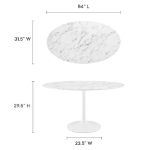 Picture of 48", 54", 60", 78" Oval Faux Marble Dining Table in White or Black Top and White, Black and Gold Base