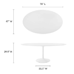 Picture of 48", 60", 78" Oval Wood Dining Table in White, Black and Walnut Top and White, Gold and Black Base