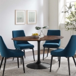 Picture of 48", 60", 78" Oval Wood Dining Table in White, Black and Walnut Top and White, Gold and Black Base