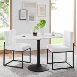 Picture of 48", 60", 78" Oval Wood Dining Table in White, Black and Walnut Top and White, Gold and Black Base