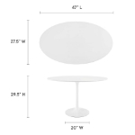 Picture of 48", 60", 78" Oval Wood Dining Table in White, Black and Walnut Top and White, Gold and Black Base
