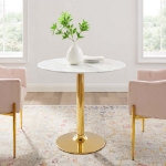 Picture of 48", 40", 35", 28" Dining Table in MDF Tabletop/Artificial Marble Tabletop with Gold Base