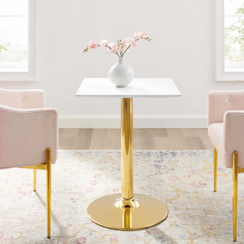 Picture of 24", 28", 35" Square Dining Table in Gold White