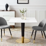 Picture of 36", 28", 24" Square Dining Table in Gold White