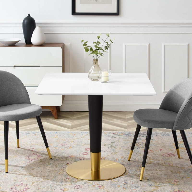 Picture of 36", 28", 24" Square Dining Table in Gold White