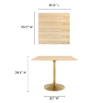 Picture of 48", 36",  28", 24" Square Wood Dining Table