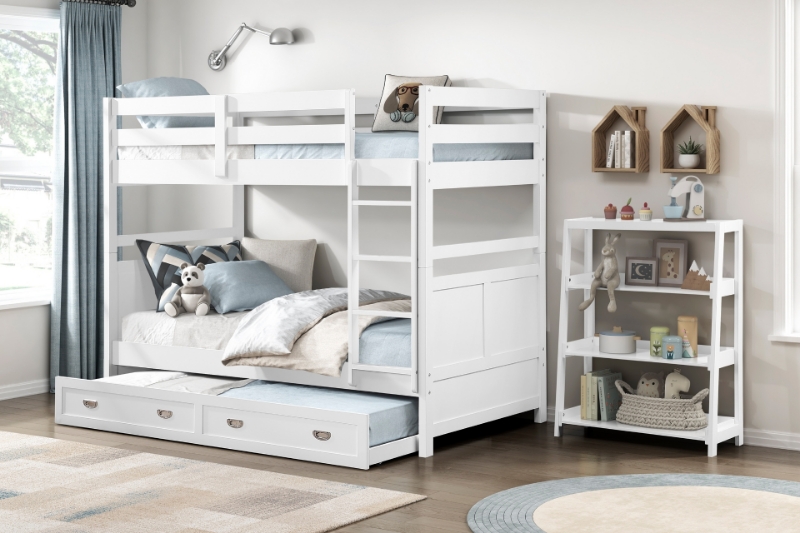 Picture of 39" Bunk Bunk Bed in White, Grey and Blue Finish