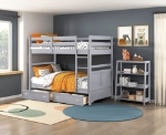 Picture of 39" Bunk Bunk Bed in White, Grey and Blue Finish