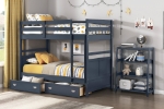 Picture of 39" Bunk Bunk Bed in White, Grey and Blue Finish