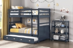 Picture of 39" Bunk Bunk Bed in White, Grey and Blue Finish