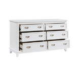 Picture of 6 Drawer White, Grey and Blue Finish Dresser and Mirror