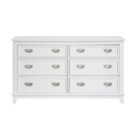 Picture of 6 Drawer White, Grey and Blue Finish Dresser and Mirror
