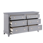 Picture of 6 Drawer White, Grey and Blue Finish Dresser and Mirror