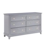 Picture of 6 Drawer White, Grey and Blue Finish Dresser and Mirror