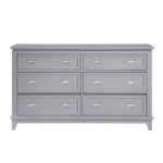 Picture of 6 Drawer White, Grey and Blue Finish Dresser and Mirror