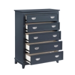 Picture of 36" - 5 Drawer Chest in White, Grey and Blue Finish