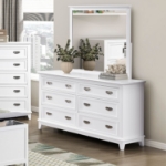 Picture of 6 Drawer White, Grey and Blue Finish Dresser and Mirror