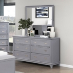 Picture of 6 Drawer White, Grey and Blue Finish Dresser and Mirror