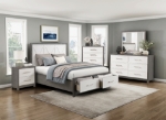 Picture of Full Platform Bed with Footboard Storage in Ivory and Gray Finish