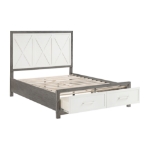 Picture of Full Platform Bed with Footboard Storage in Ivory and Gray Finish