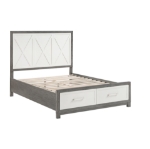 Picture of Full Platform Bed with Footboard Storage in Ivory and Gray Finish