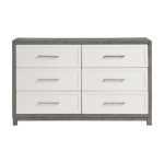 Picture of 6 Drawer Dresser and Mirror in Ivory and Gray Finish