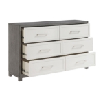 Picture of 6 Drawer Dresser and Mirror in Ivory and Gray Finish