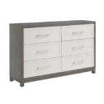 Picture of 6 Drawer Dresser and Mirror in Ivory and Gray Finish