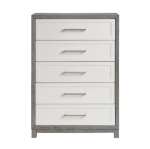Picture of 35"W x 51"H - 5 Drawers Chest in Ivory and Gray Finish