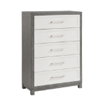 Picture of 35"W x 51"H - 5 Drawers Chest in Ivory and Gray Finish