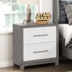 Picture of 2 Drawers Nightstand in Ivory and Gray Finish