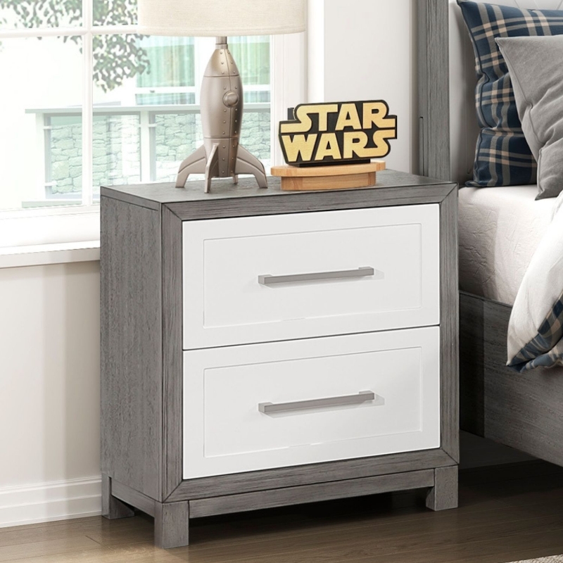 Picture of 2 Drawers Nightstand in Ivory and Gray Finish