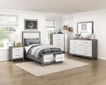 Picture of Twin or Full Bedroom set in Ivory and Gray Finish