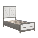 Picture of Twin or Full Bedroom set in Ivory and Gray Finish