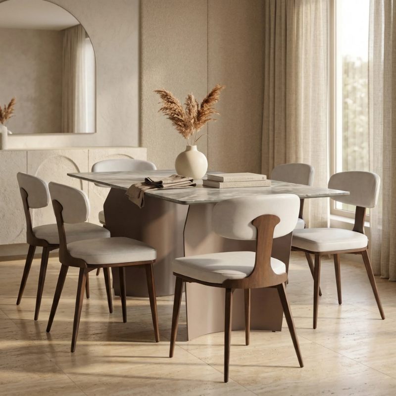 Picture of Leather Dining Chair with Brown Steel Legs