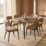 Picture of Leather Dining Chair with Brown Steel Legs