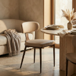 Picture of Leather Dining Chair with Brown Steel Legs