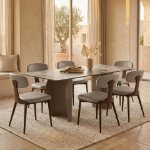 Picture of Leather Dining Chair with Brown Steel Legs