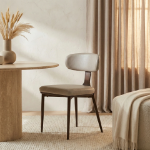 Picture of Leather Dining Chair with Brown Steel Legs