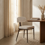 Picture of Leather Dining Chair with Brown Steel Legs