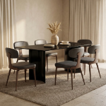 Picture of Leather Dining Chair with Brown Steel Legs